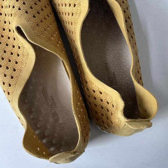 Isle Jacobson Shoes Womens 11 Yellow Suede Perforated Tulip Loafers Flats 41 - Picture 6 of 11